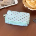 Mint green polka dot mini storage pouch for lipstick and small travel accessories - 13x4x7cm / Mint Green Polka Dot