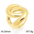 Bague géométrique torsadée massive en acier inoxydable doré, variante avec détails. - Taille unique / Or