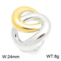 Bague en acier inoxydable torsadée géométrique pour femme, design enveloppant irrégulier. - Taille unique / Bicolore Or et Argent