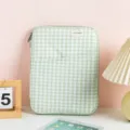 Green plaid tablet sleeve aesthetic laptop inner bag cute notebook protective case for 13 inch - 11" / Green and White Grid