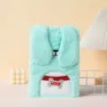 Close-up detail of a cute mint green plush notebook featuring a cartoon dog embroidery design - 21.5*14.5cm / Green