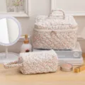 Süßes Kosmetiktaschen-Set aus Baumwolle mit Blumenmuster für die Reiseaufbewahrung - Handtasche Kosmetiktasche / Rosa Blumig
