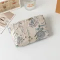 Close-up detail of a vintage floral jacquard cosmetic pouch for makeup storage. - Floral Embossed Jacquard (Manhuacong Makeup Bag Set) / 19x12x3cm / M
