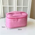 Große rosa gestreifte Kosmetiktasche mit angezeigten Abmessungen von 20x10x10cm. - L / Rosa Gestreift