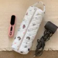 White quilted storage bag with cartoon dog prints for hair dryers and curling irons - Dogs Family