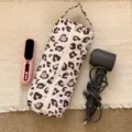 Leopard print quilted hair dryer storage bag with zipper closure and carry handle - Leopard Print