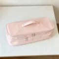 Large capacity portable double-layer hair dryer and curling iron storage bag in soft pink - Two-level Partitioning / 38*13*13cm / Pink