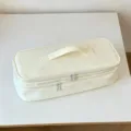 Minimalist cream-colored double-layer portable hair dryer and curling iron storage bag - Two-level Partitioning / 38*13*13cm / Beige