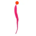 Vista dettagliata di un giocattolo per gatti a coda di bruco rosa con palla rimbalzante arancione - 23cm / Rosa