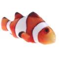 Realistic clownfish plush cat toy with catnip stuffing for biting and interactive play. - Clownfish