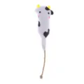 Cartoon cow plush cat toy with long sisal rope tail for biting and scratching - Cow / Black and White