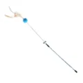 Bacchetta magica per gatti con pallina blu e piume naturali su sfondo bianco. - 59cm / Blu