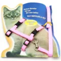 Pettorina per gatti regolabile a H rosa professionale e set guinzaglio su cartoncino - Adatto per (collo ≤ 26 cm, torace ≤ 33 cm) / Rosa