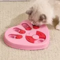 Heart-shaped pink pet slow feeder puzzle toy for cats and dogs with sliders - Heart Puzzle Toy / Pink