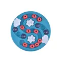 Blue interactive slow feeder dog puzzle toy with movable compartments for mental stimulation - Round Maze Puzzle Toy / Blue