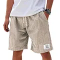 Pantalones cortos de playa texturizados con cordón casual para hombre con etiqueta clásica - S / Caqui