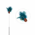 Giocattolo per gatti testa di ricambio piuma leopardo blu con campanello e molla - Lunghezza totale 65 cm / Pois Blu