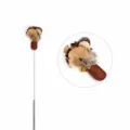 Bacchetta per gatti con piuma e base in pelle, giocattolo interattivo per gatti. - Lunghezza totale 65 cm / Chic