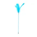 Bacchetta gioco per gatti blu con piume soffici e manico in plastica flessibile - PVC Blu