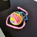 Morbida palla di lana colorata per gatti con coda lunga per gioco interattivo domestico - 5cm / N. 2 rosa, giallo e blu