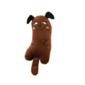 Cute brown dog-shaped plush catnip toy for cats with a long tail and soft fur texture. - 10.5x5.5x3.5cm (Without Packaging) / Coffee