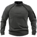Dicker Herren Fleecepullover Taktischer Sweatshirt mit Stehkragen und Reißverschlusstasche - S / Dunkelgrau
