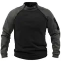 Herren dicker Fleece Taktischer Pullover Sweatshirt, Freizeit Colorblock Outdoor Top. - Schwarz-Dunkelgrau