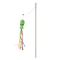 Bacchetta interattiva per gatti in legno con pesce di peluche e nastri colorati. - Asta da 40cm / Bacchetta in legno verde