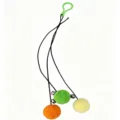 Gioco interattivo per gatti a sospensione con tre palline di peluche colorate e campanelli - Lunghezza totale 28 cm / Verde