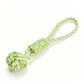 Durable woven rope dog toy with monkey fist knot, ideal for puppy molar chewing and play. - Total Length 38cm / Green
