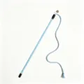 Primo piano dettagliato della corda in cotone resistente e della campanella sul bastoncino. - Lunghezza dell'asta 37,5 cm / Blu