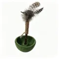 Giocattolo interattivo per gatti con piume naturali, campanello e base in erba gatta. - Lunghezza 20CM / Tumbler all'erba gatta con piume a pois