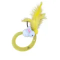 Testa di ricambio per gioco gatto con anello in rete gialla, coniglio soffice e piume. - 40CM / Giallo