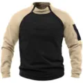 Herren Fleece Taktischer Pullover Dicke Farbblock Sportswear Outdoor Thermo Sweatshirt - Schwarz Khaki