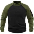 Herren taktischer Fleece Pullover Sweatshirt dick warm Farbblock Winter thermisch Top - Schwarz Armeegrün