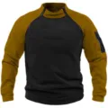 Herren 280g Fleece Taktisches Sweatshirt Colorblock Pullover Outdoor Warmer Wintertop - Schwarz Dunkelkhaki