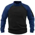 Herren 280g Fleece Taktischer Pullover, lockeres farbblockiertes Outdoor warmes Oberteil. - Schwarz & Marine