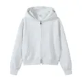 Sudadera corta con cremallera y capucha gris claro para mujer, estilo casual chic. - S / Tops / Copo de nieve Gris