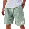 Hommes Casual Cordon Textured Shorts Été Plage Couleur Unie Pantalon avec Étiquette - S / Jaune-vert