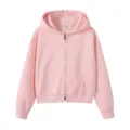 Sudadera rosa casual con capucha y cremallera para mujer, corta y comoda para diario. - S / Tops / Rosa