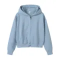 Otoño 350g mujeres corto sudadera con capucha cremallera tendencia cardigan top. - S / Tops / Azul hielo