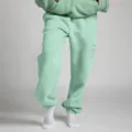 Set felpa con cappuccio e pantaloni in pile verde menta, comodo loungewear invernale. - Taglia S / Pantaloni e gonne / Verde chiaro