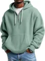 Men's waffle knit quarter zip hoodie detail showing textured fabric and drawstring hood. - S / Purple
