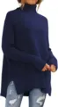 Damen Dunkelblau Rollkragen Fledermausarm Oversized Pullover Variante Winter Freizeit - S / Marineblau