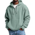 Sudadera con capucha de punto gofrado para hombre con cremallera y manga larga casual - S / Verde claro
