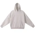 Sudadera con capucha de felpa lisa pesada variante, estilo streetwear casual con bolsillo canguro. - S / Con capucha - blanco gris