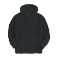 Detailed view of the black corduroy fabric, cozy hood with drawstrings and pocket. - S / Navy Blue