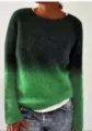 Gradient round neck knitted sweater, loose and comfortable casual pullover for women. - S / Tops / 8721