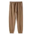 Comfortable casual sweatpants with elastic drawstring waist and cuffed hem for daily wear. - M / Bottoms / Coffee