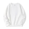 Plain white crewneck sweatshirt for men and women, classic casual long sleeve pullover top. - S / Tops / White